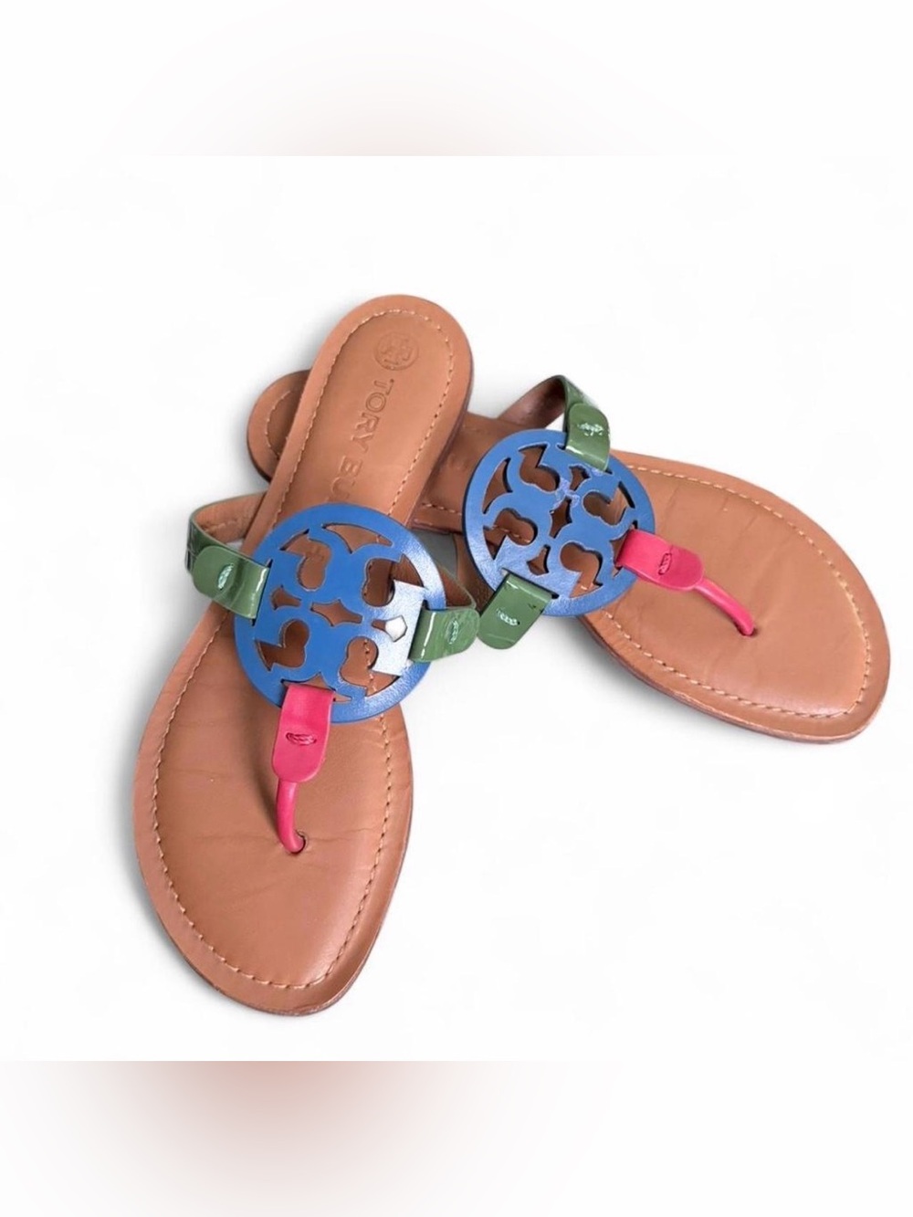 Tory Burch Multicolor Logo Thong Sandals - Blue, Pink, Green, Tan